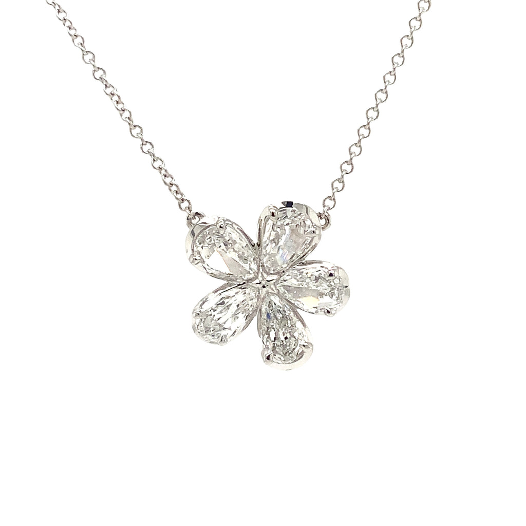 Christopher Designs L'Amour Crisscut® Lab Grown Pear Shape Flower Diamond Necklace in 14 kt White Gold - Image 1 of 6