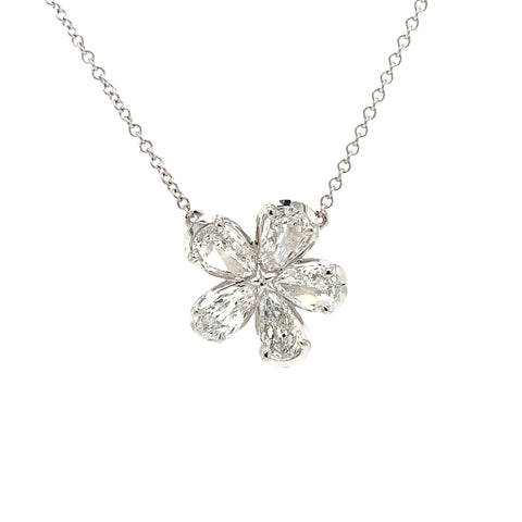 Christopher Designs L'Amour Crisscut® Lab Grown Pear Shape Flower Diamond Necklace in 14 kt White Gold - Image 1 of 6