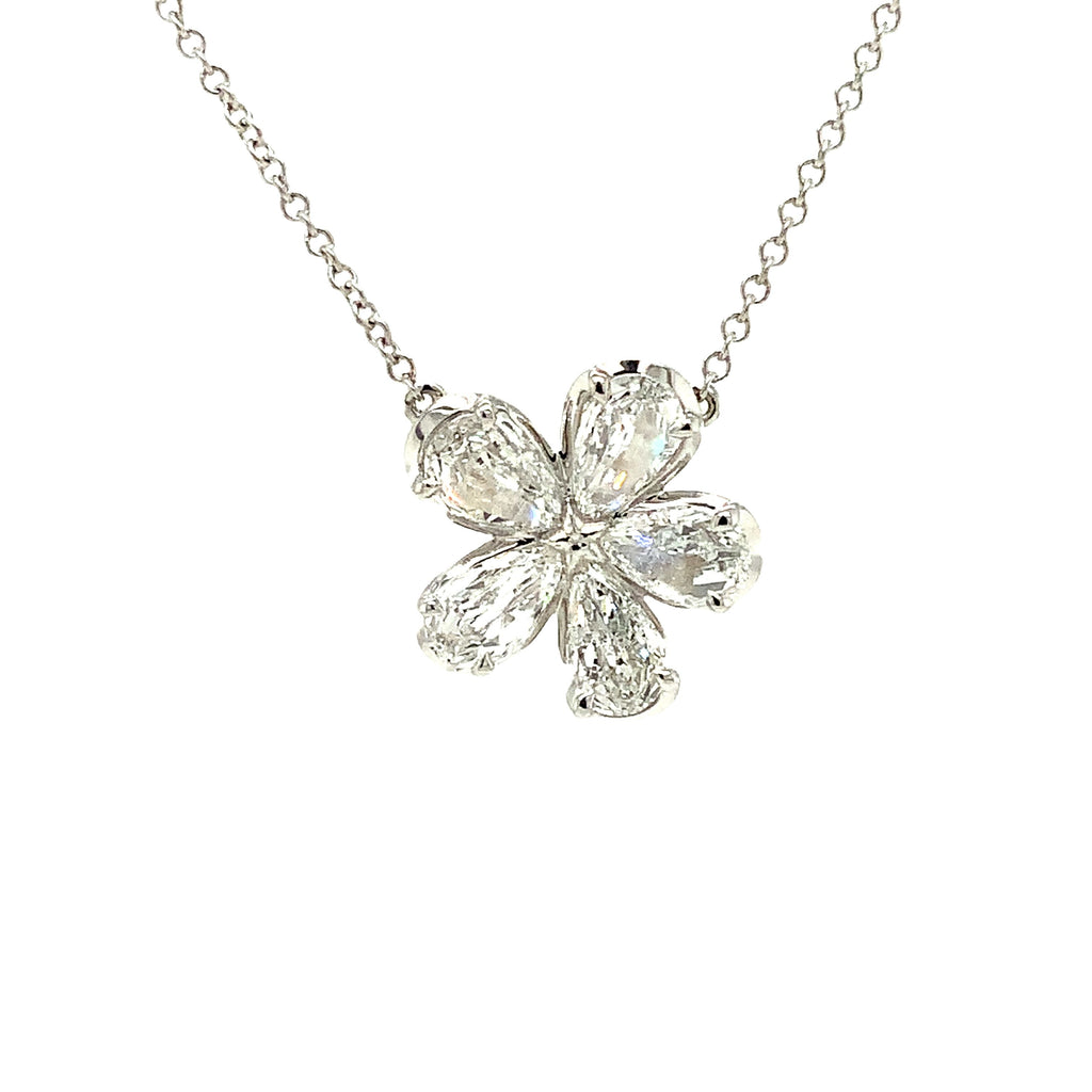Christopher Designs L'Amour Crisscut® Lab Grown Pear Shape Flower Diamond Necklace in 14 kt White Gold - Image 2 of 6