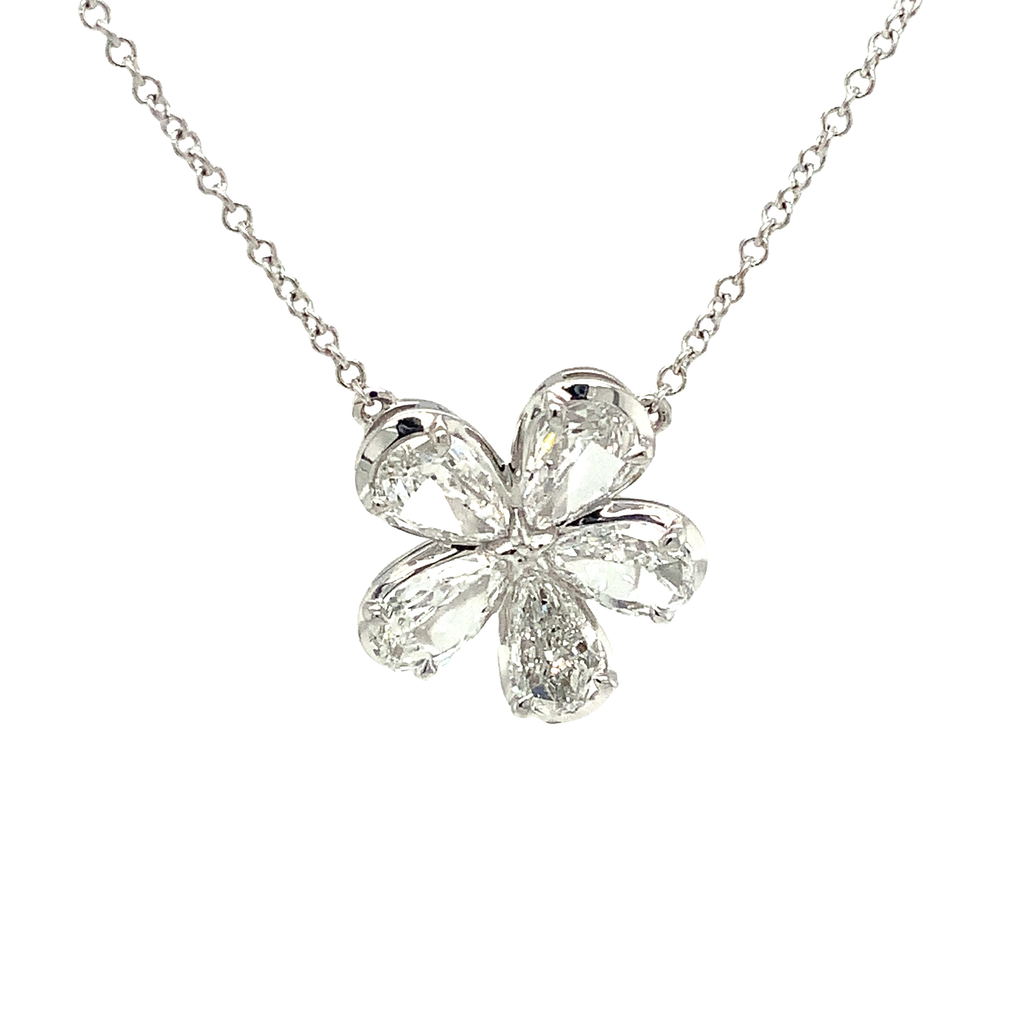 Christopher Designs L'Amour Crisscut® Lab Grown Pear Shape Flower Diamond Necklace in 14 kt White Gold - Image 4 of 6