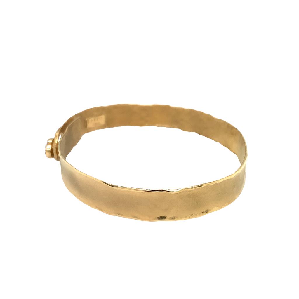 I. Reiss Oval Button Cuff Diamond Bracelet Matte finish 14K Yellow Gold - Image 5 of 7