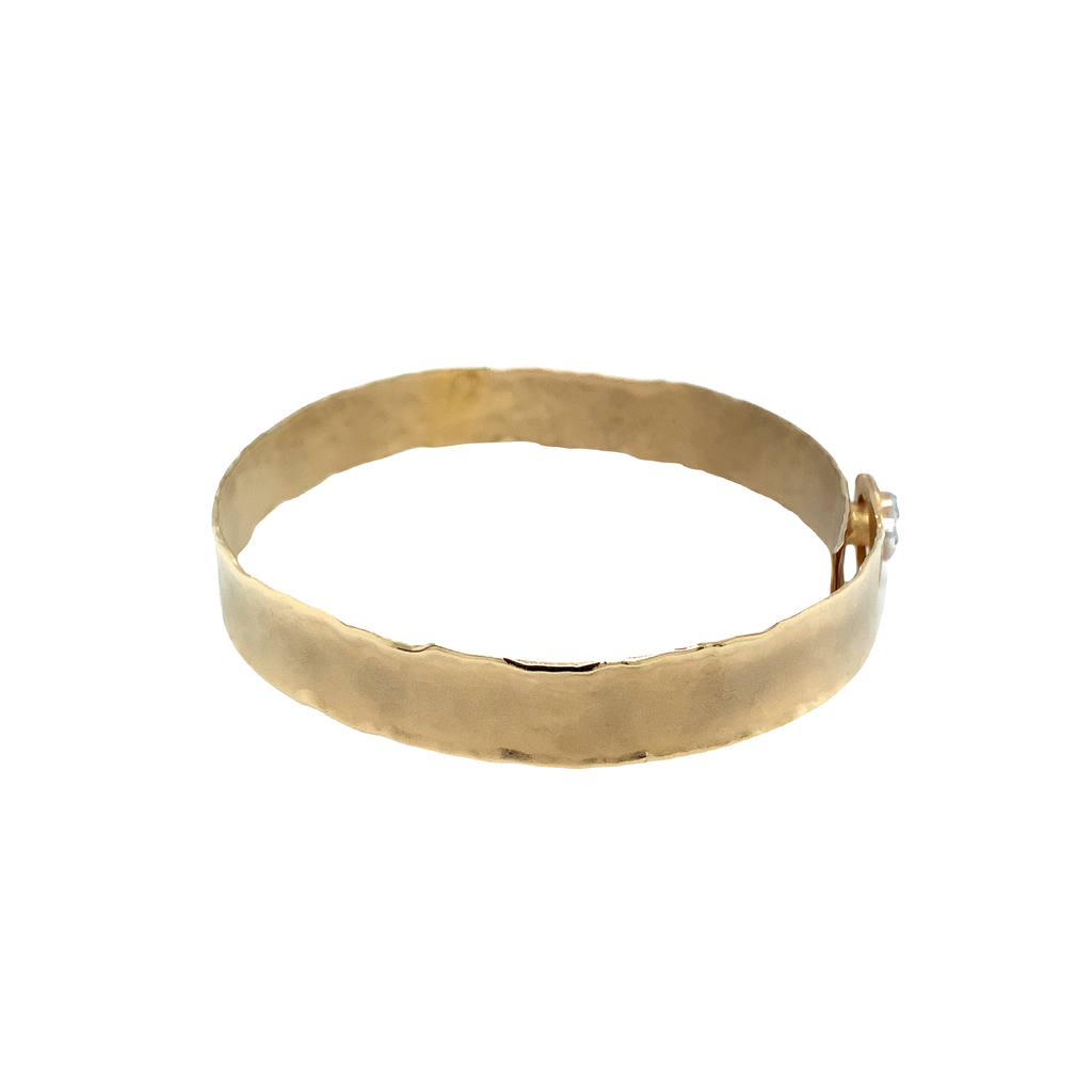 I. Reiss Oval Button Cuff Diamond Bracelet Matte finish 14K Yellow Gold - Image 4 of 7
