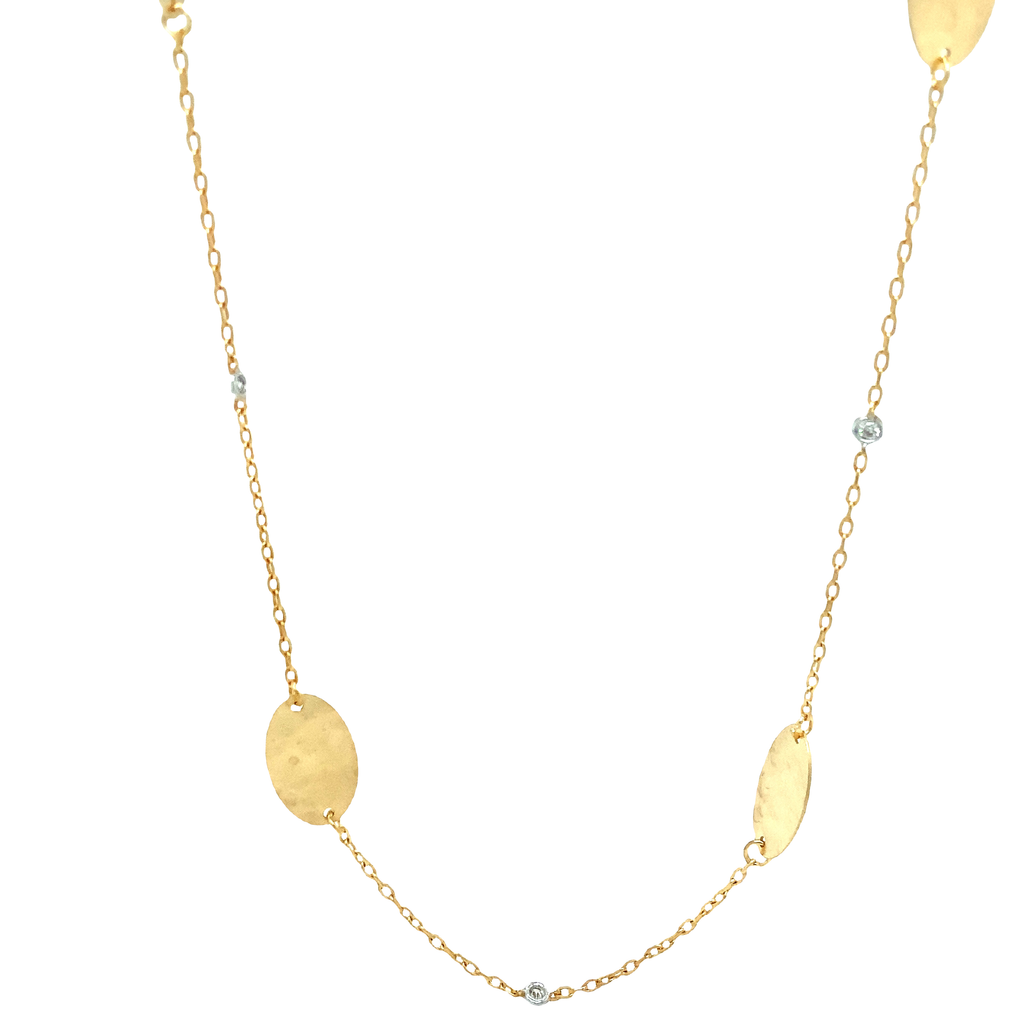 I. Reiss Matte And Hammer-Finished 18 Gold-By-The-Yard Oval Motif Necklace - Image 5 of 5