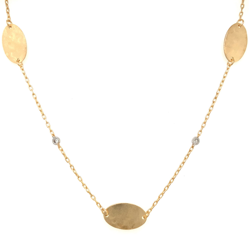 I. Reiss Matte And Hammer-Finished 18 Gold-By-The-Yard Oval Motif Necklace - Image 3 of 5