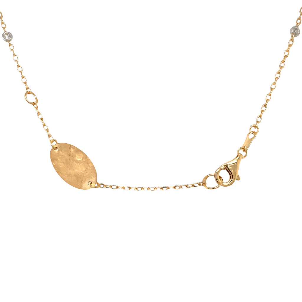 I. Reiss Matte And Hammer-Finished 18 Gold-By-The-Yard Oval Motif Necklace - Image 4 of 5