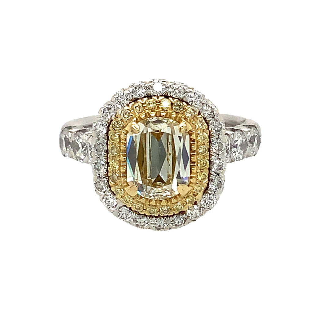 Christopher Designs L'Amour Crisscut® Light Fancy Yellow Diamond Ring Set in 18K Two Tone. - Image 2 of 8