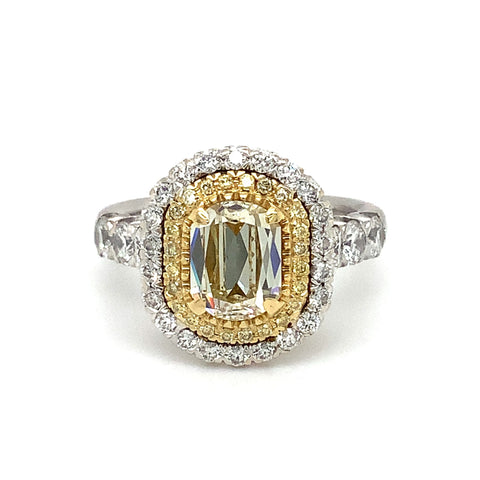 Christopher Designs L'Amour Crisscut® Light Fancy Yellow Diamond Ring Set in 18K Two Tone. - Image 1 of 8