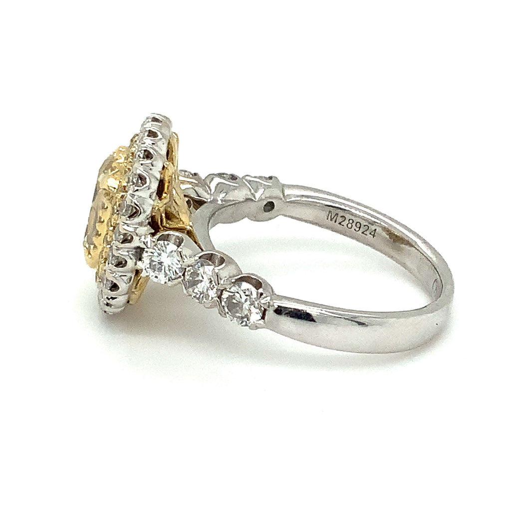 Christopher Designs L'Amour Crisscut® Light Fancy Yellow Diamond Ring Set in 18K Two Tone. - Image 3 of 8
