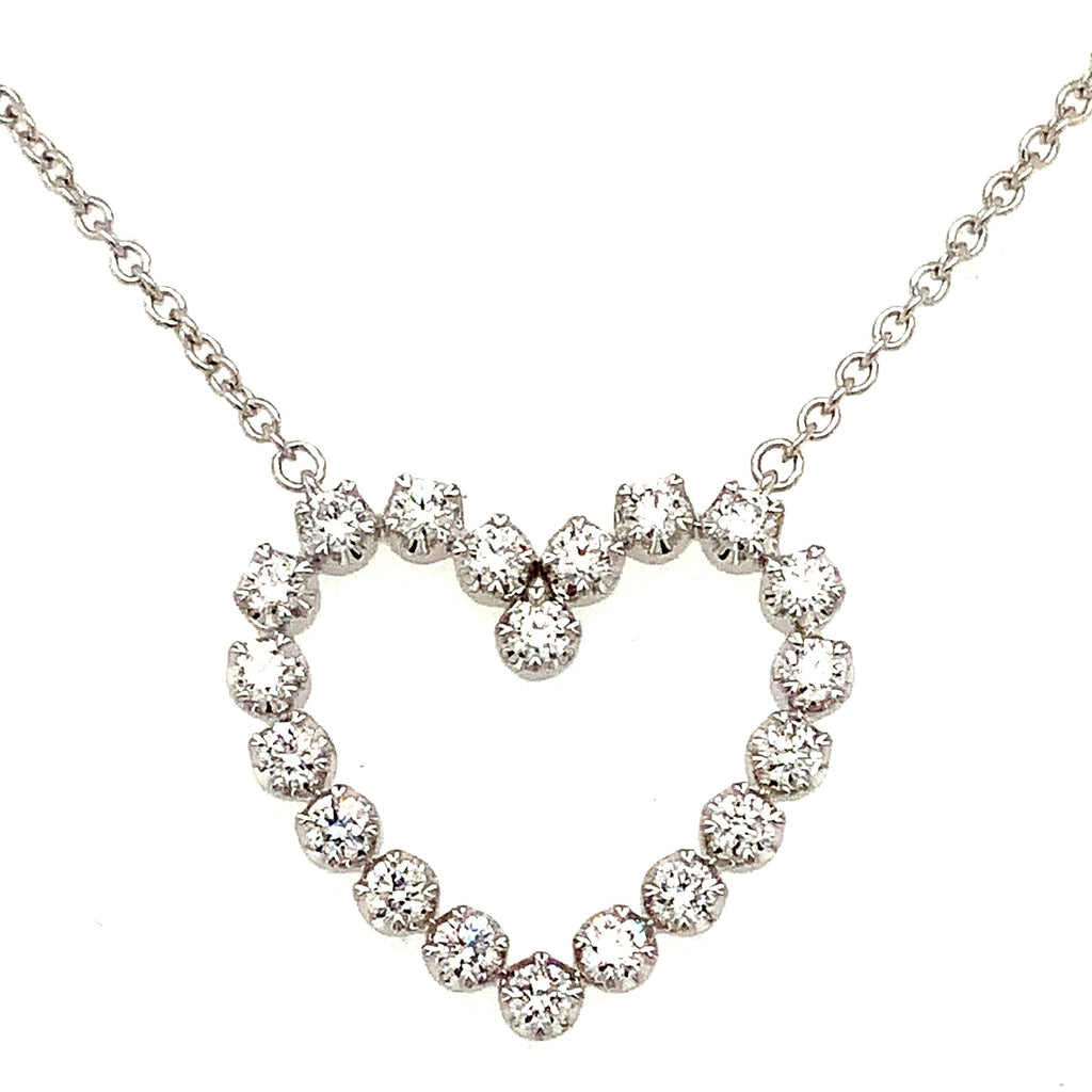 Memoire Essential Collection Diamond Heart Shape Necklace set in 18K White Gold - Image 1 of 6
