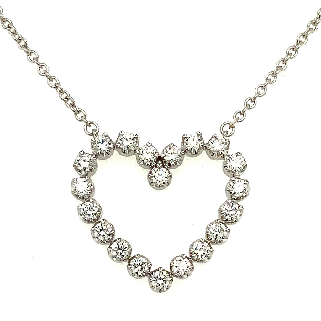 Memoire Essential Collection Diamond Heart Shape Necklace set in 18K White Gold - Image 2 of 6