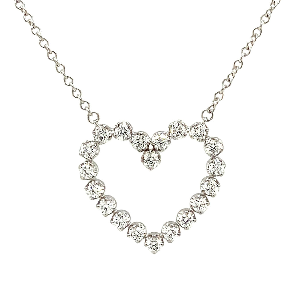Memoire Essential Collection Diamond Heart Shape Necklace set in 18K White Gold - Image 3 of 6