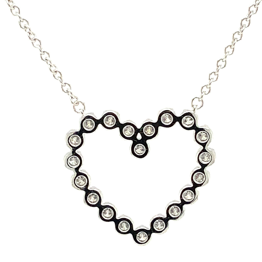 Memoire Essential Collection Diamond Heart Shape Necklace set in 18K White Gold - Image 4 of 6
