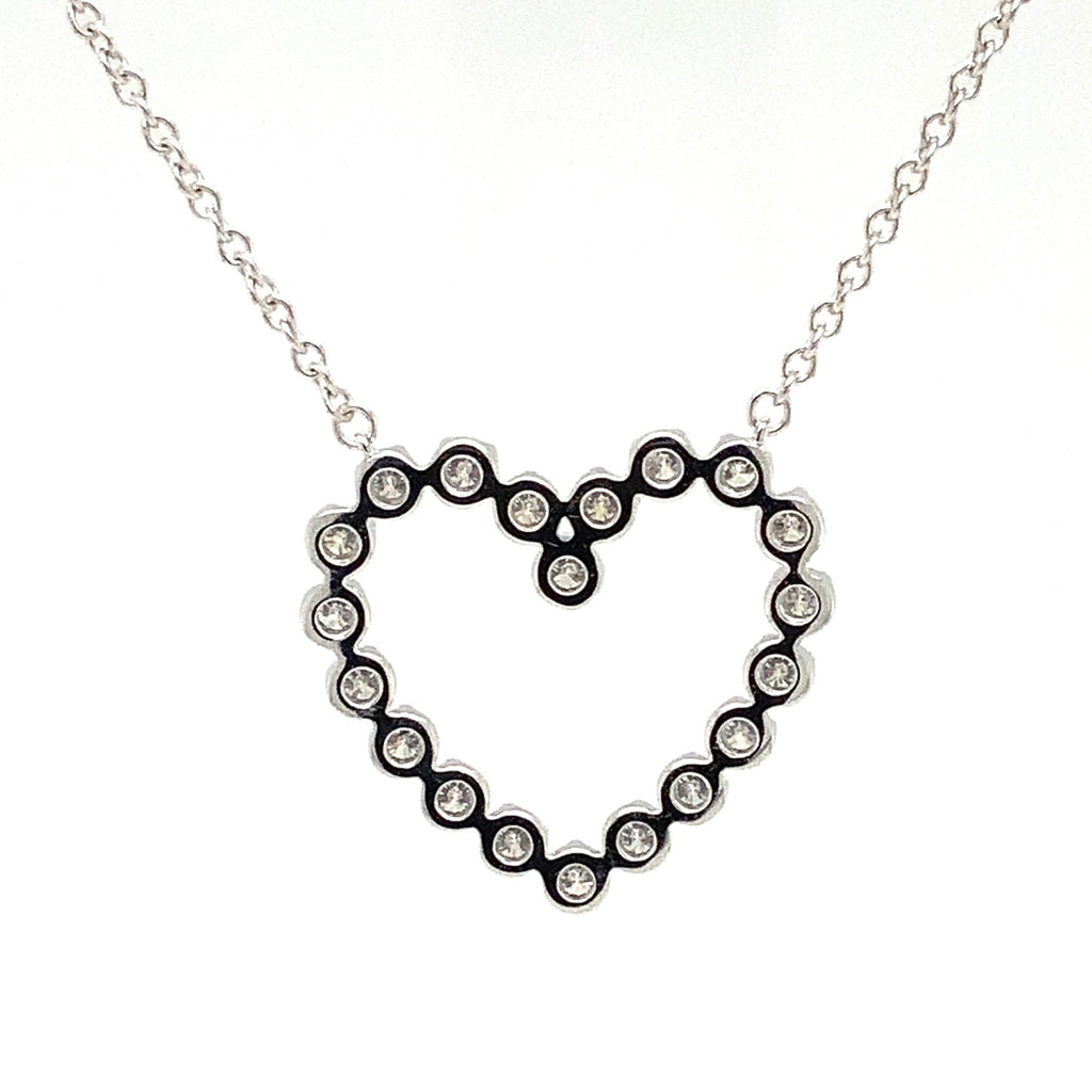 Memoire Essential Collection Diamond Heart Shape Necklace set in 18K White Gold - Image 5 of 6