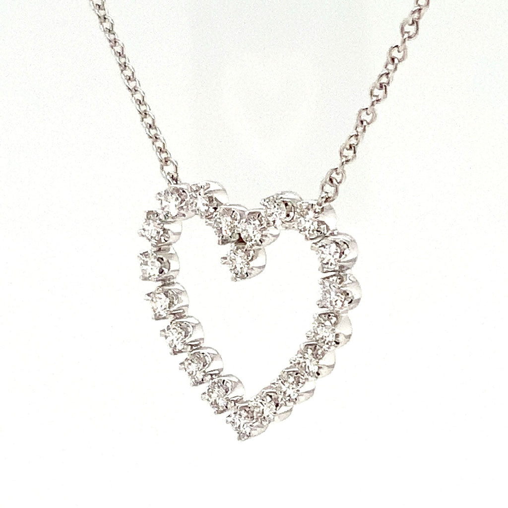 Memoire Essential Collection Diamond Heart Shape Necklace set in 18K White Gold - Image 6 of 6