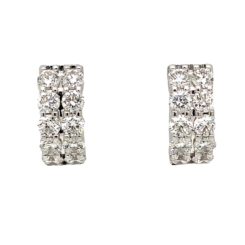 Memoire Petite Prong Double Row Diamond Huggies Set in 18K White Gold - Image 2 of 6