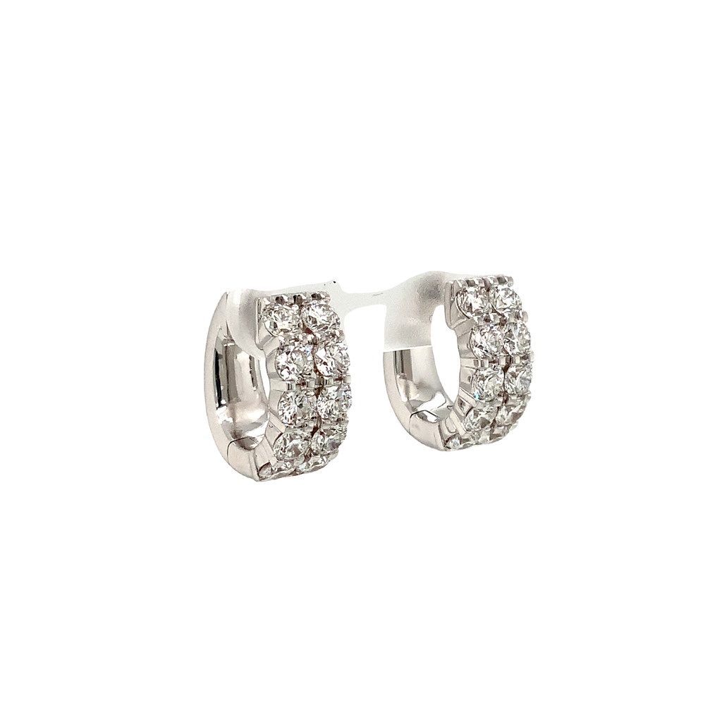 Memoire Petite Prong Double Row Diamond Huggies Set in 18K White Gold - Image 3 of 6