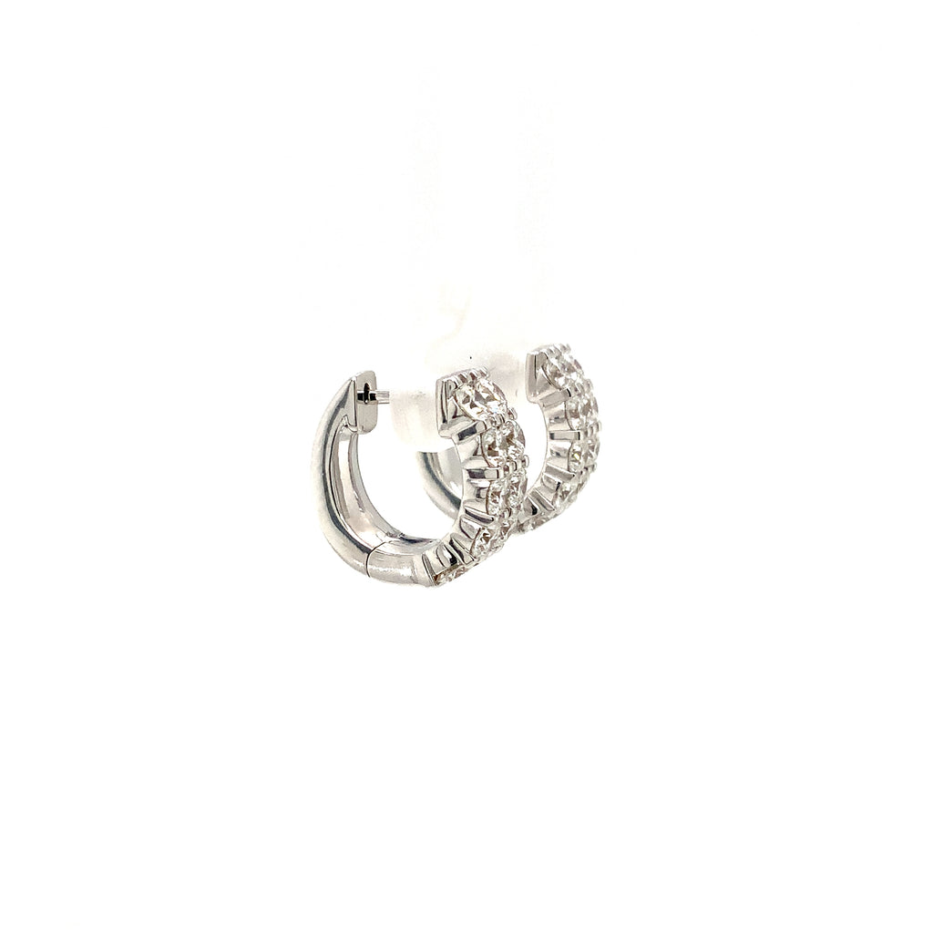 Memoire Petite Prong Double Row Diamond Huggies Set in 18K White Gold - Image 4 of 6