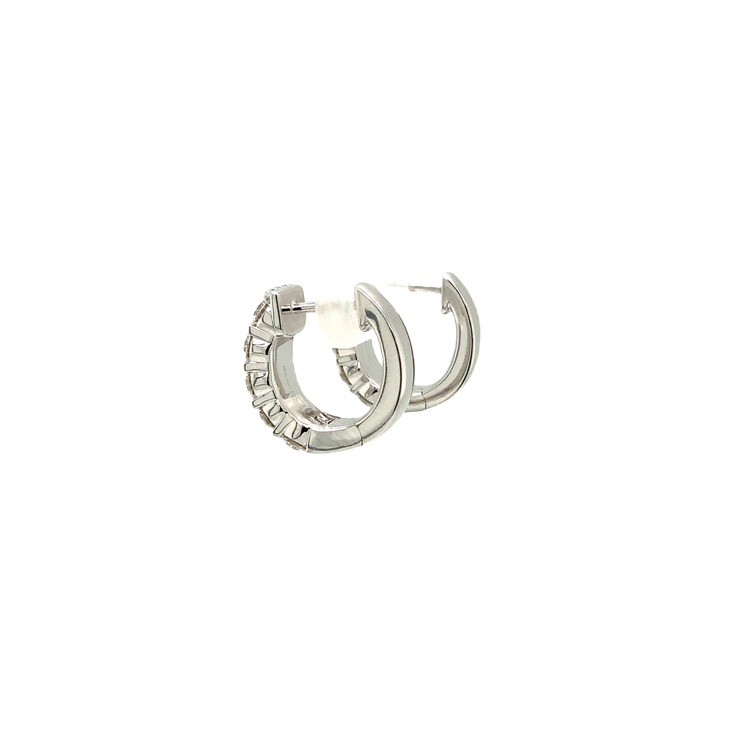 Memoire Petite Prong Double Row Diamond Huggies Set in 18K White Gold - Image 5 of 6