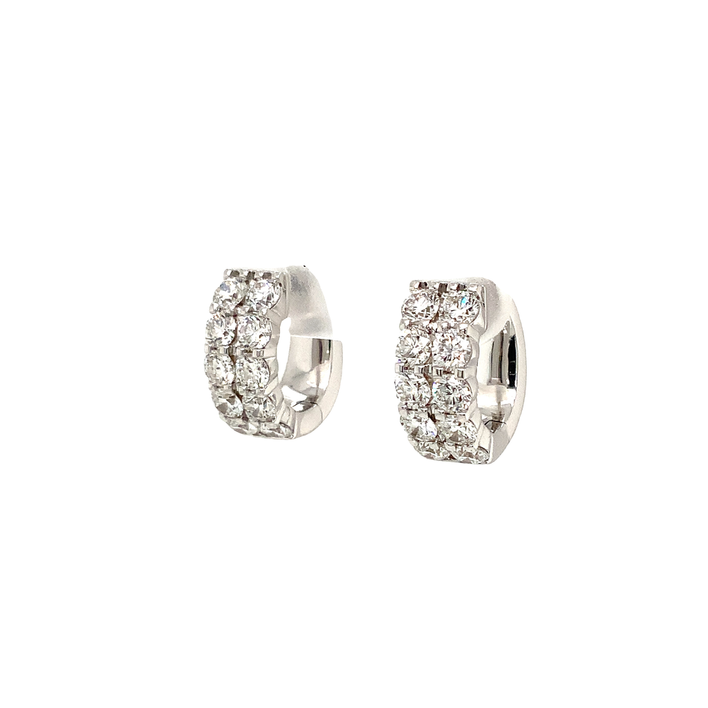 Memoire Petite Prong Double Row Diamond Huggies Set in 18K White Gold - Image 6 of 6