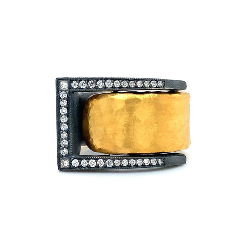 Lika Behar Deco Collection DECK Diamond Ring set in 24K Fusion Gold and Oxidized Silver - Image 1 of 5
