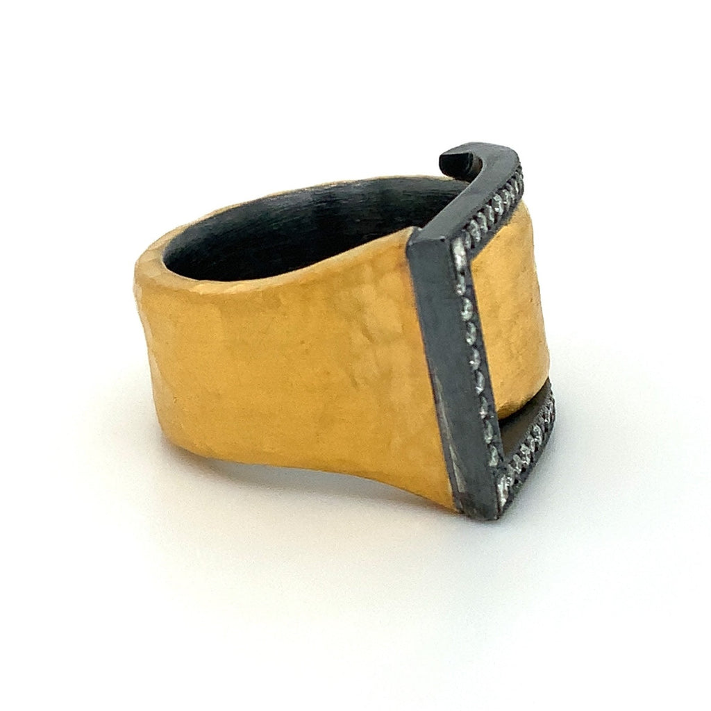 Lika Behar Deco Collection DECK Diamond Ring set in 24K Fusion Gold and Oxidized Silver - Image 2 of 5