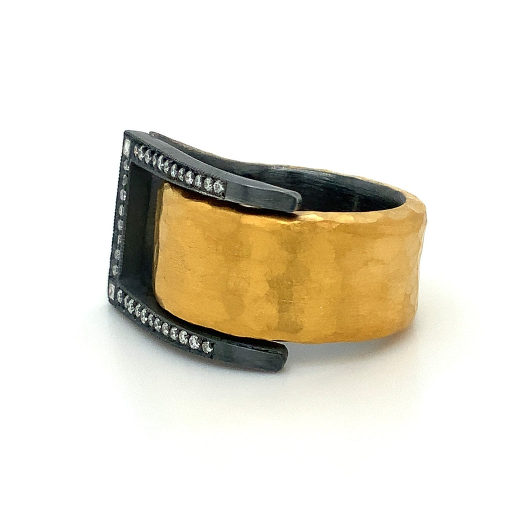 Lika Behar Deco Collection DECK Diamond Ring set in 24K Fusion Gold and Oxidized Silver - Image 3 of 5