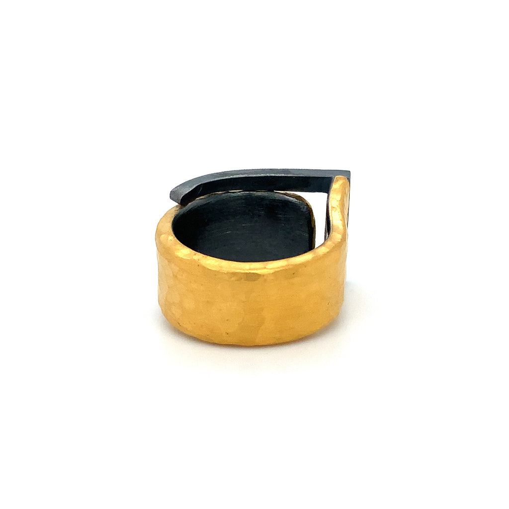 Lika Behar Deco Collection DECK Diamond Ring set in 24K Fusion Gold and Oxidized Silver - Image 4 of 5