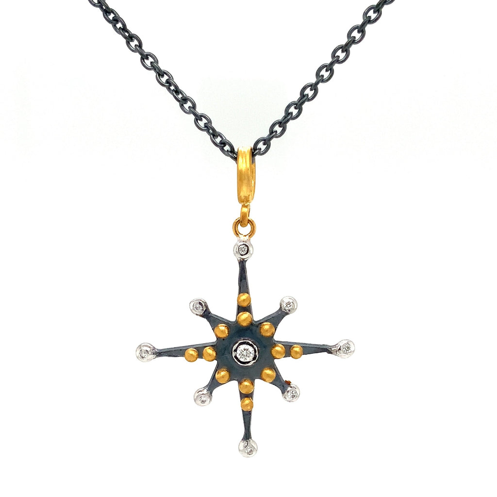 Lika Behar Treasures and Talismans STARBURST Collection Diamond Pendant 24K Gold and Oxidized Sterling Silver - Image 1 of 4