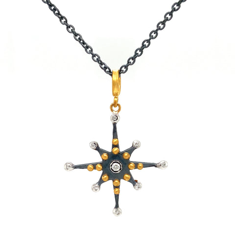 Lika Behar Treasures and Talismans STARBURST Collection Diamond Pendant 24K Gold and Oxidized Sterling Silver - Image 1 of 4