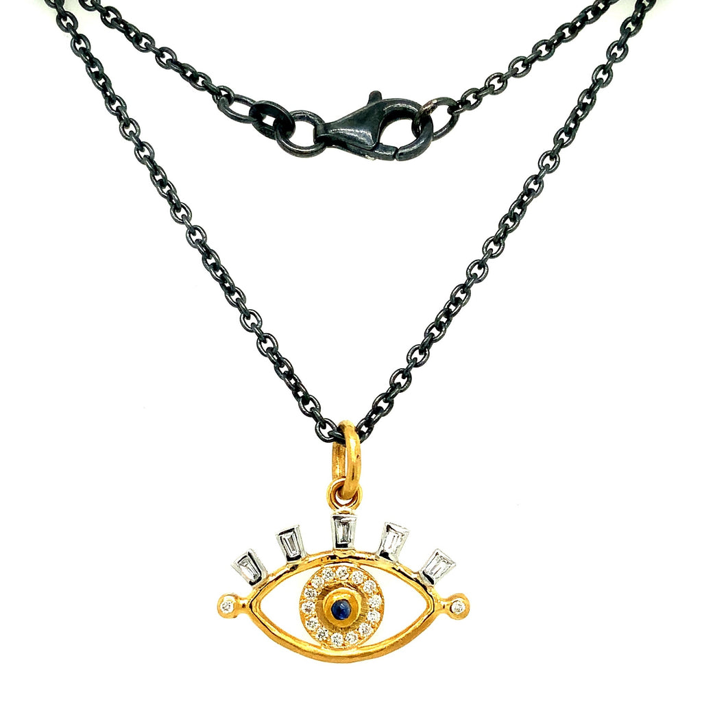 Lika Behar Treasures and Talismans Collection EVIL EYE Diamond and Sapphire Pendant - Image 6 of 7