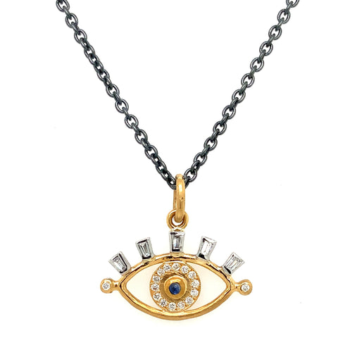 Lika Behar Treasures and Talismans Collection EVIL EYE Diamond and Sapphire Pendant - Image 1 of 7