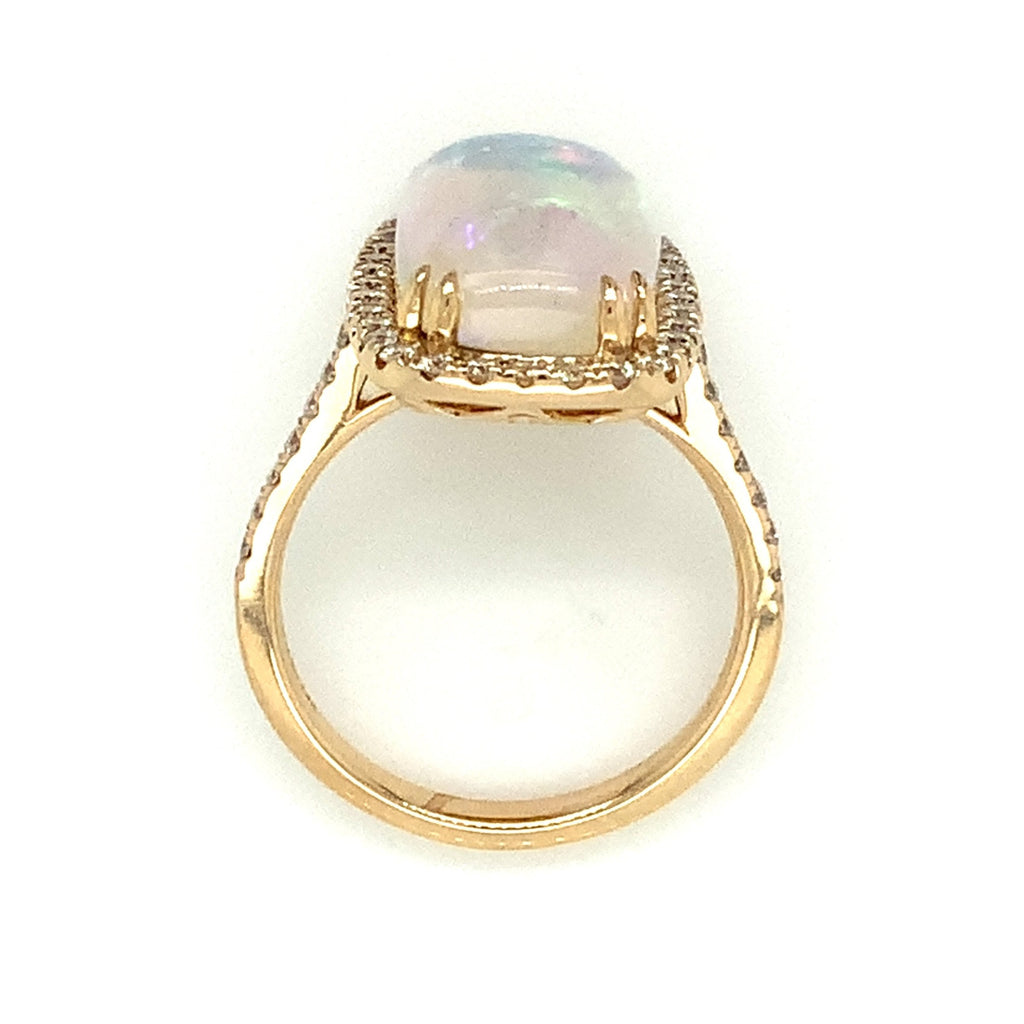 David Kord Natural Australian Light Opal Diamond Halo Ring in 14K Yellow Gold - Image 4 of 7