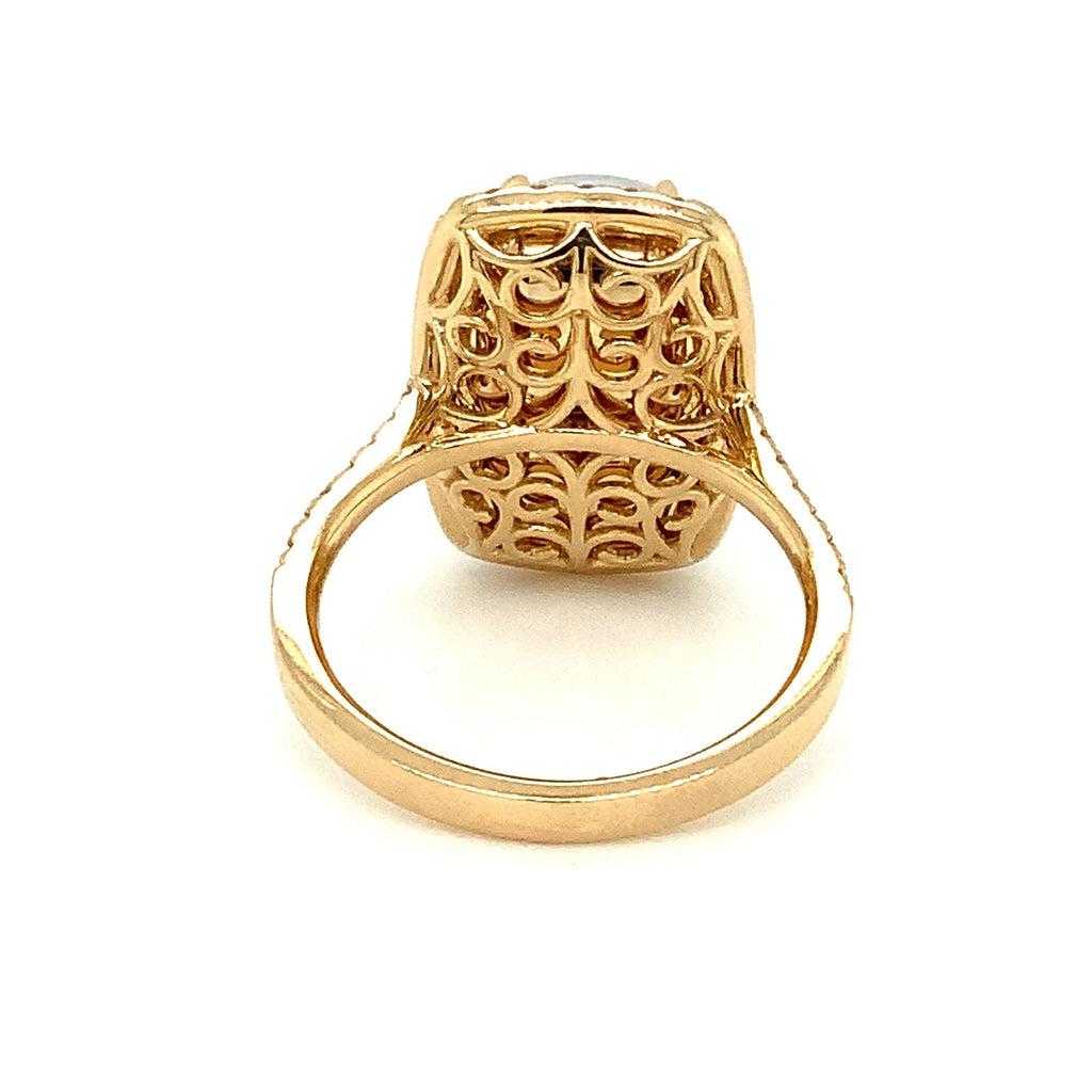 David Kord Natural Australian Light Opal Diamond Halo Ring in 14K Yellow Gold - Image 3 of 7
