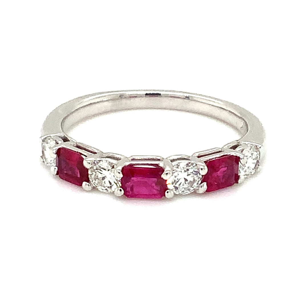 David Kord Burmese Ruby and Diamond Anniversary Band set in 14K White Gold - Image 1 of 7