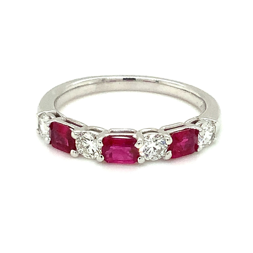David Kord Burmese Ruby and Diamond Anniversary Band set in 14K White Gold - Image 3 of 7