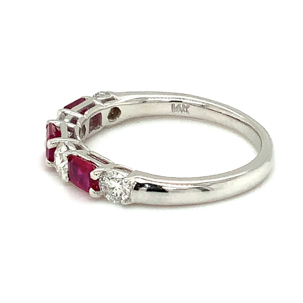 David Kord Burmese Ruby and Diamond Anniversary Band set in 14K White Gold - Image 4 of 7