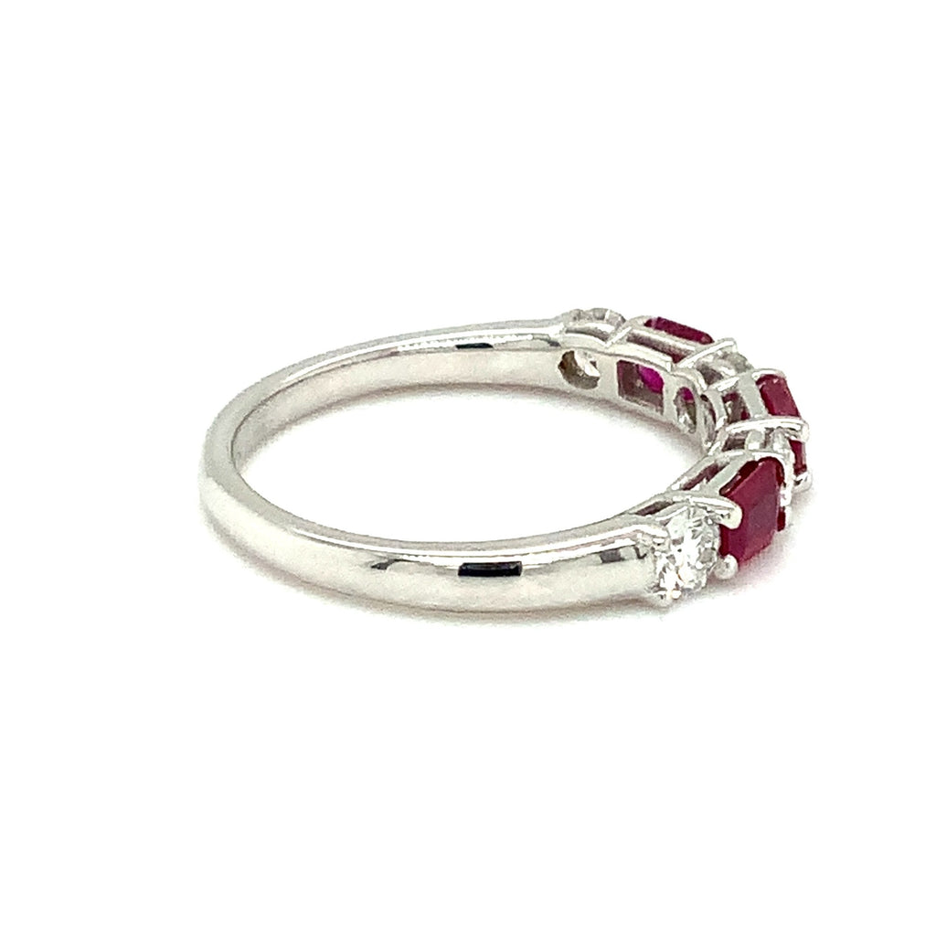 David Kord Burmese Ruby and Diamond Anniversary Band set in 14K White Gold - Image 5 of 7