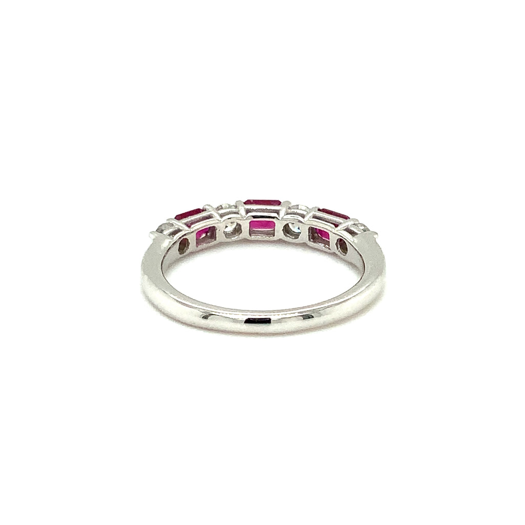 David Kord Burmese Ruby and Diamond Anniversary Band set in 14K White Gold - Image 6 of 7