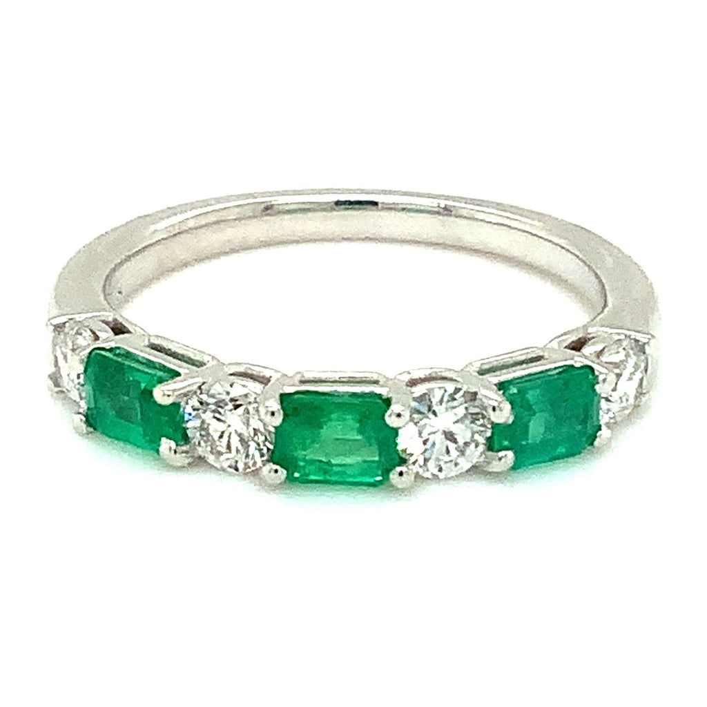 David Kord Emerald and Diamond Anniversary Band set in 14K White Gold - Image 1 of 4