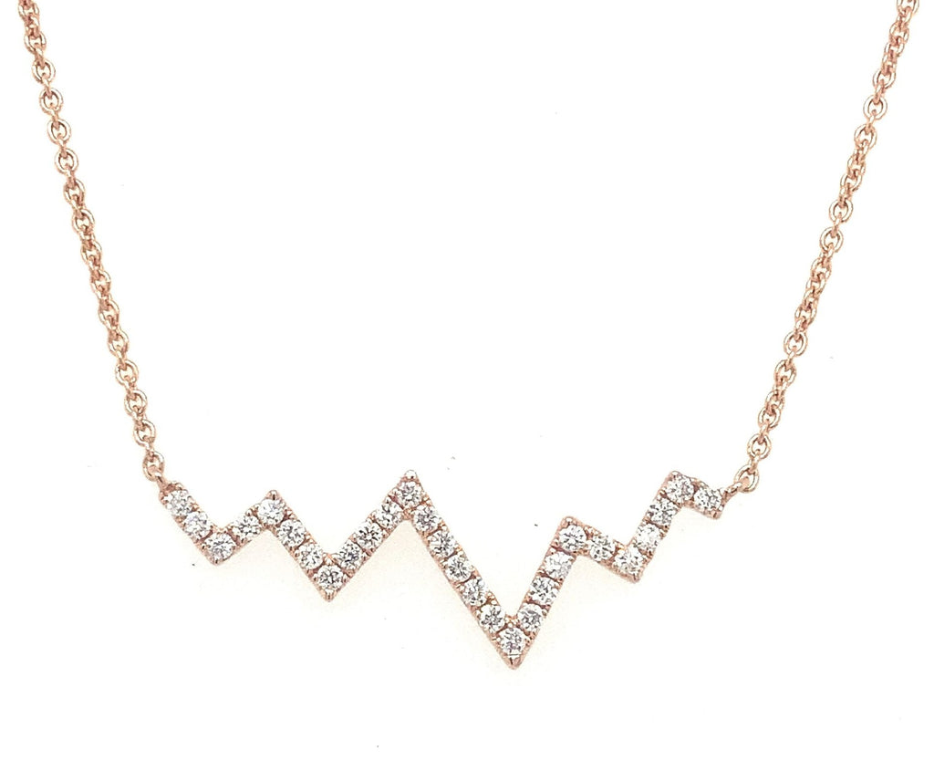 Micropave  Heartbeat Diamond 0.24 tw. Necklace 14K Rose Gold - Image 1 of 8