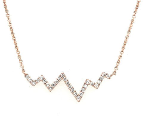 Micropave  Heartbeat Diamond 0.24 tw. Necklace 14K Rose Gold - Image 1 of 8