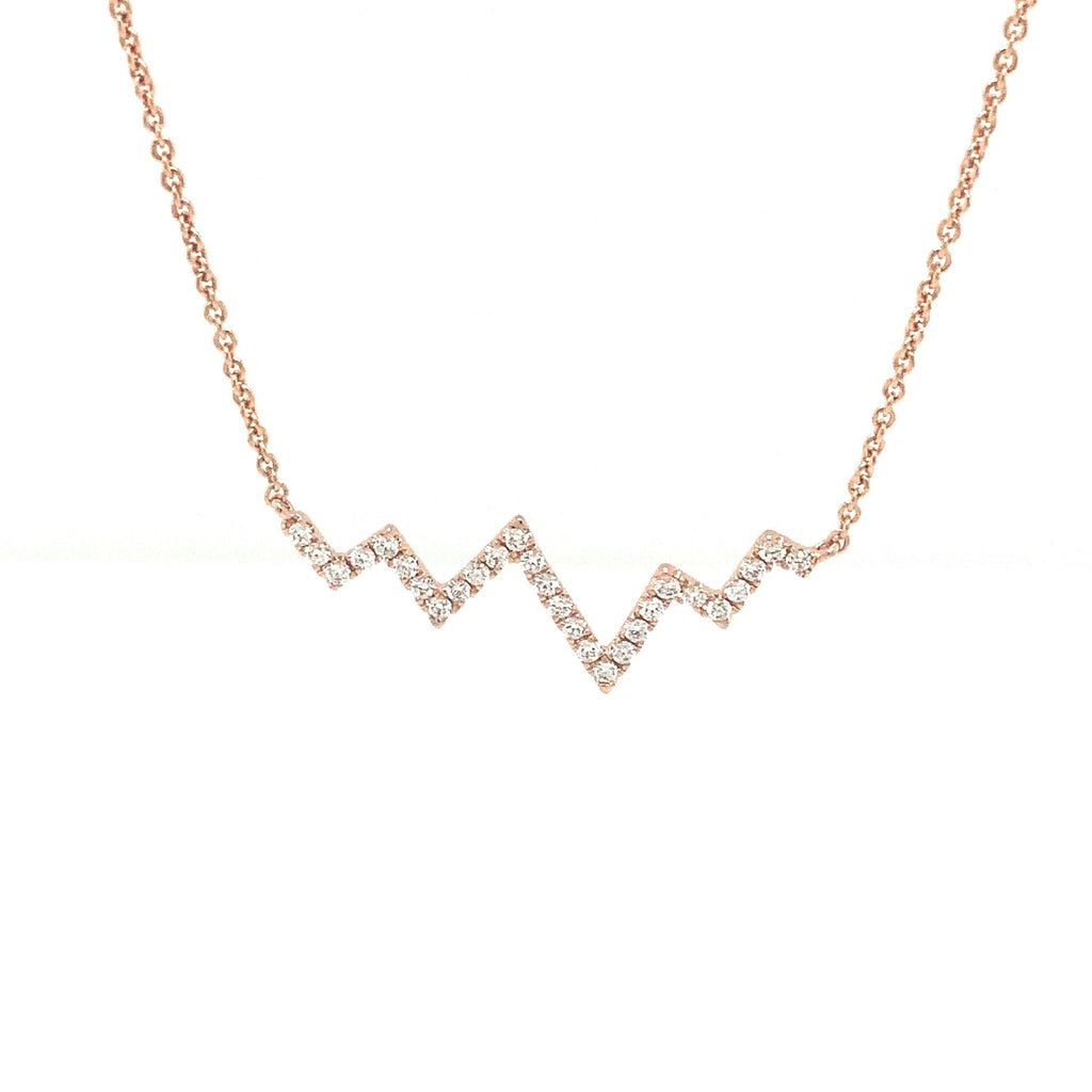 Micropave  Heartbeat Diamond 0.24 tw. Necklace 14K Rose Gold - Image 2 of 8