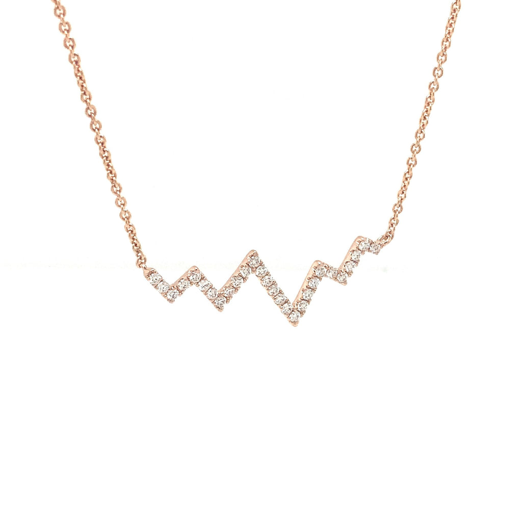 Micropave  Heartbeat Diamond 0.24 tw. Necklace 14K Rose Gold - Image 3 of 8