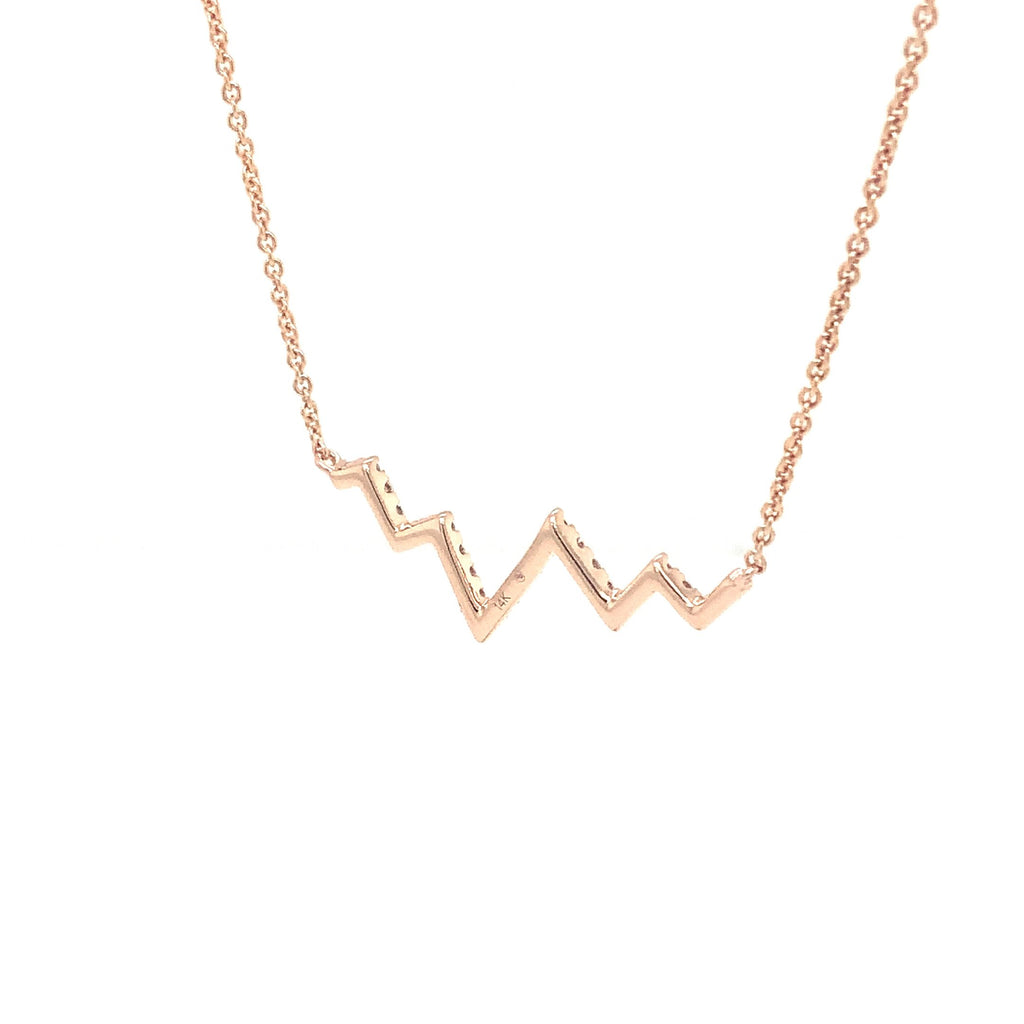 Micropave  Heartbeat Diamond 0.24 tw. Necklace 14K Rose Gold - Image 4 of 8