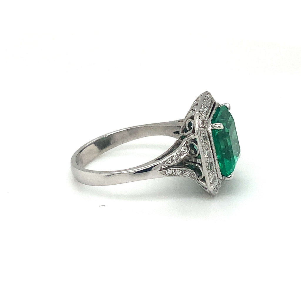 Vintage 3.19 ct Emerald and Diamond Ring set in 18 kt White Gold - Image 8 of 14