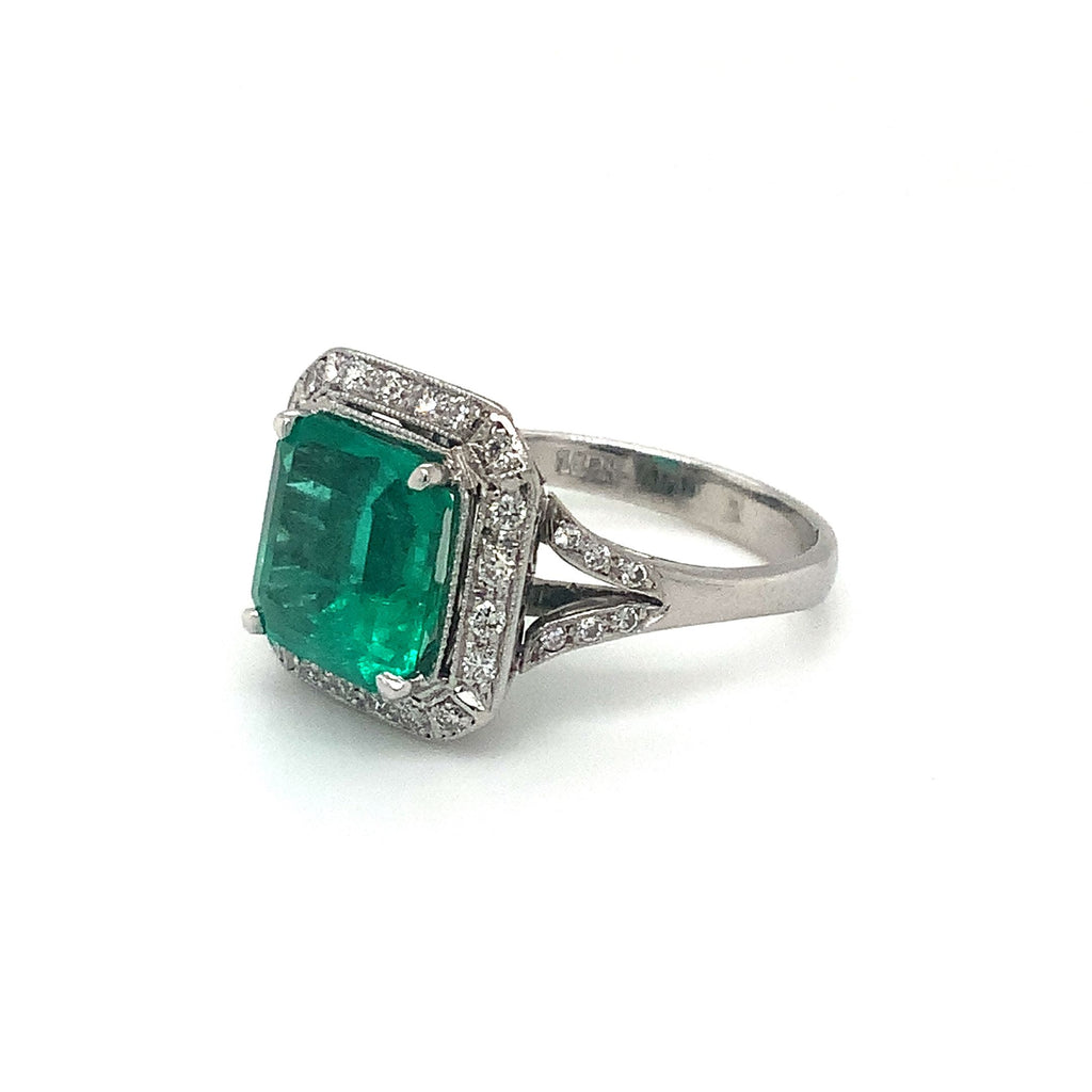 Vintage 3.19 ct Emerald and Diamond Ring set in 18 kt White Gold - Image 9 of 14