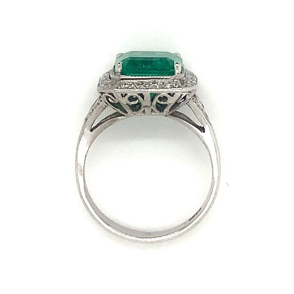 Vintage 3.19 ct Emerald and Diamond Ring set in 18 kt White Gold - Image 10 of 14