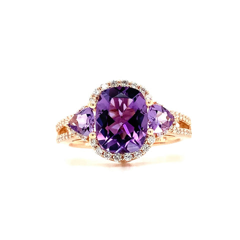 ASBA Collection Amethyst and Diamond Ring Set in 14K Rose Gold - Image 1 of 8