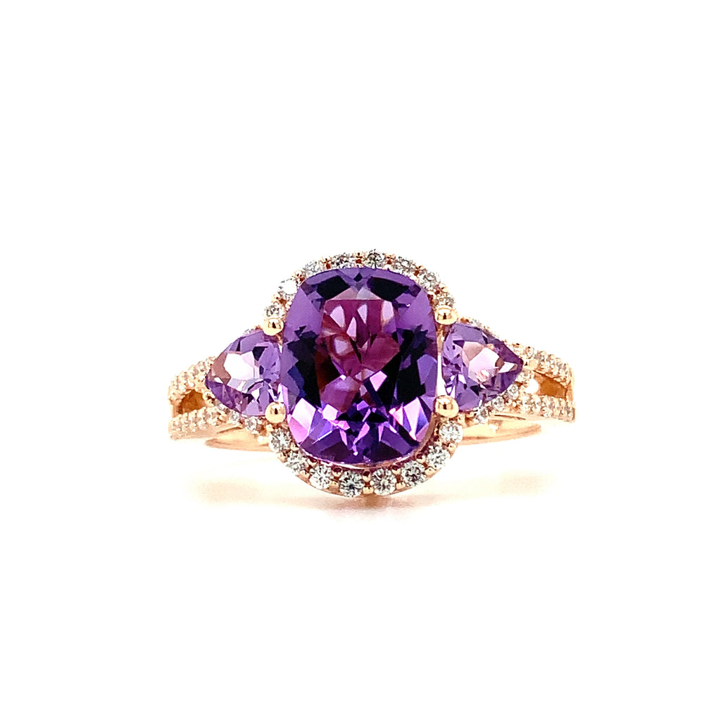 ASBA Collection Amethyst and Diamond Ring Set in 14K Rose Gold - Image 5 of 8
