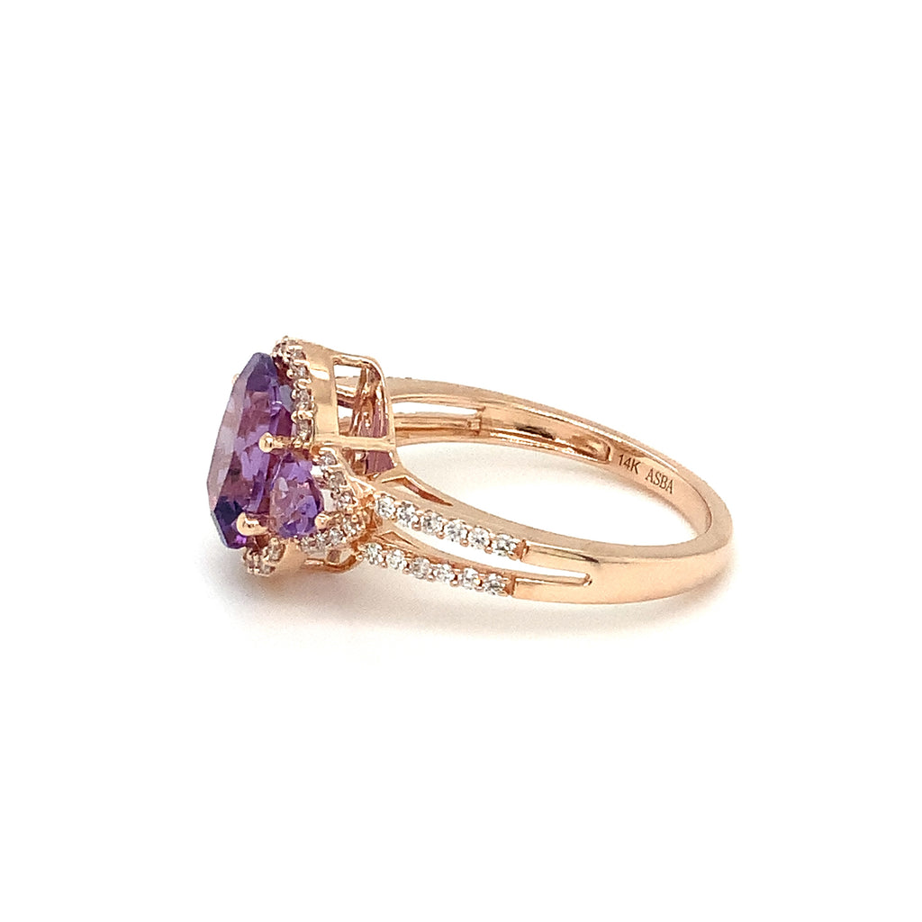 ASBA Collection Amethyst and Diamond Ring Set in 14K Rose Gold - Image 6 of 8